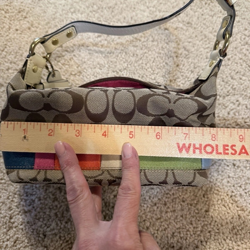 Coach Signature Canvas Shoulder Bag with Colorful Accents - Picture 7 of 12